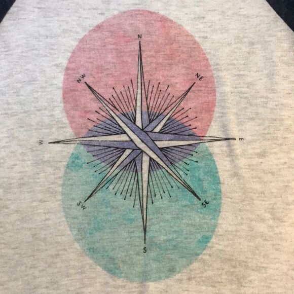 Sheer Raglan Compass Shirt Junior’s XS - Picture 4 of 4
